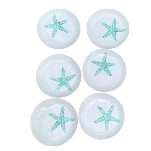 Sigrid Olsen Home Starfish Melamine Dinner Plates Set of 6‎ White Aqua 11 Inch