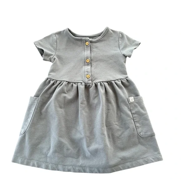 Little Planet by Carters‎ Organic Cotton Sage Green Henley Pocket Dress 2T Knit
