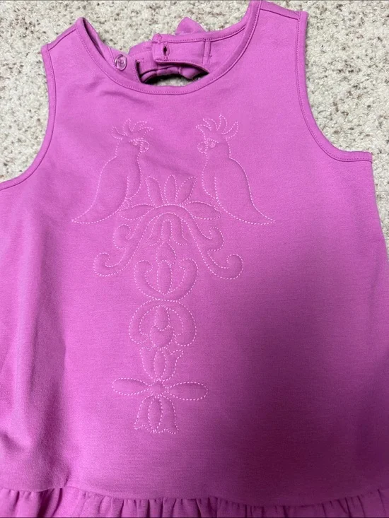 Pink embroidered dress w sweet back bow