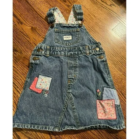 Oshkosh | Vintage‎ Patchwork Denim Overall Dress Sz 3T