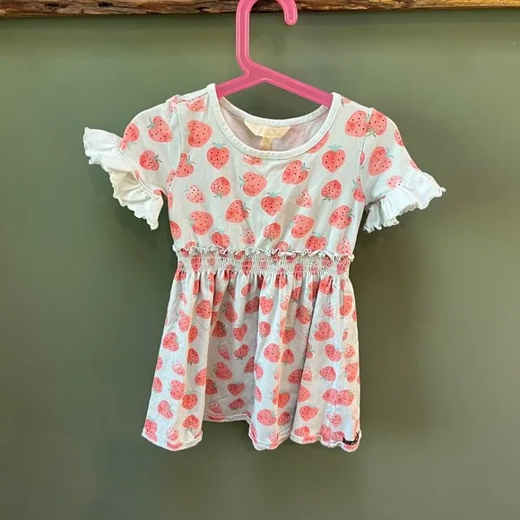 Matilda Jane‎ Kids Strawberry Dress Size 4 Ruffle Sleeves Smocked Waist