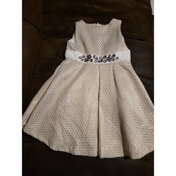 Gymboree Christmas joyful holiday gold dress with jewels size 6‎