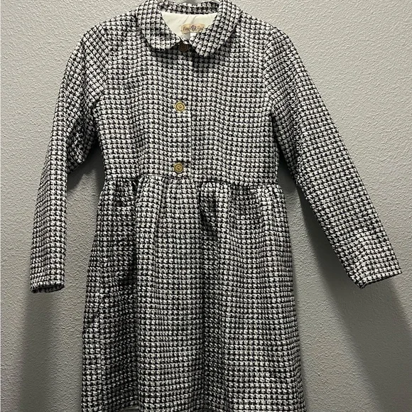 Purple Rose Girls Peter Pan Collar Houndstooth‎ Coat Button Up Size 16 Holiday