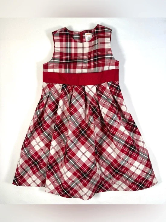 GYMBOREE Girls Holiday Cheer Plaid Tartan Party Dress 5 Christmas‎ Tulle Red Bow