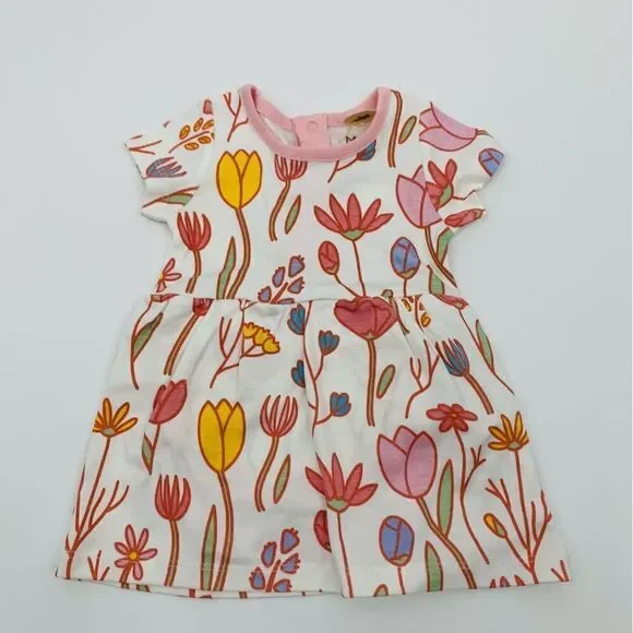 Monica & Andy | NWT | Floral Kids Dress in Pink and Yellow | 0-3 months