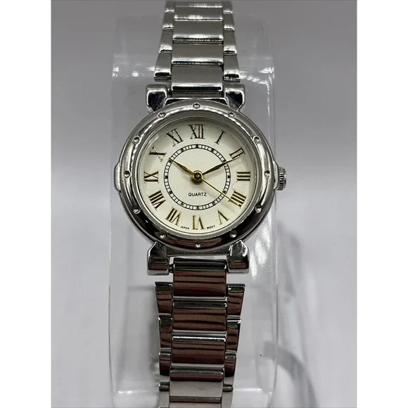 Avon Women's Quartz Watch Silver/Gold Round Dial 24mm Case-‎ New Battery