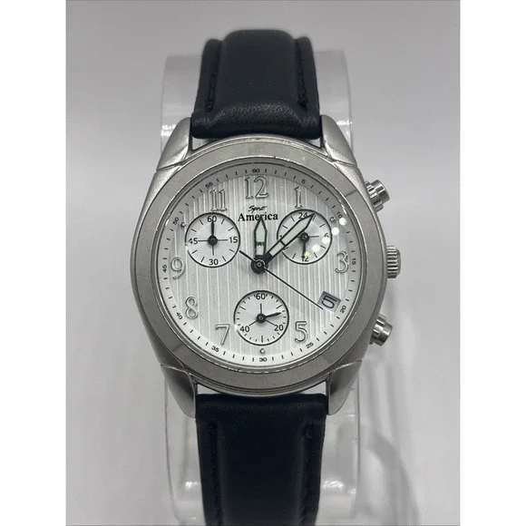 Sport‎ America Women's Multi-function Watch 31mm Case Leather Band - New Battery