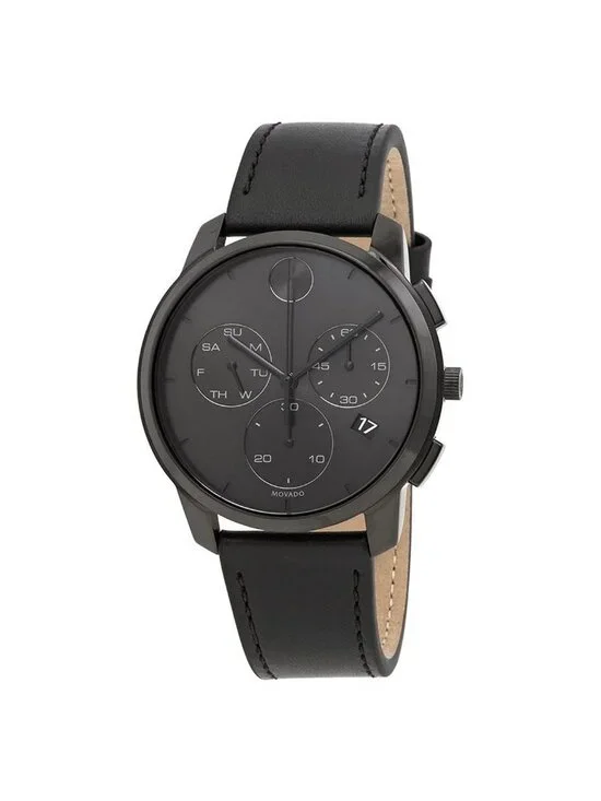 NWT Movado Bold Thin Chronograph Quartz Black Dial Men's Watch