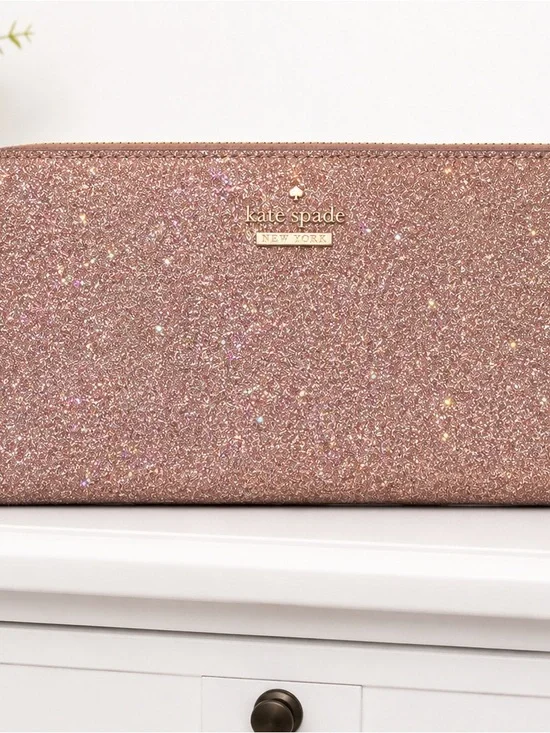 kate spade Rose Gold Glitter Zip Clutch