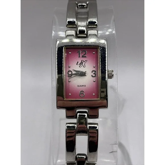 LAX Women's Silver Tone Quartz Watch Pink Dial- New Battery‎