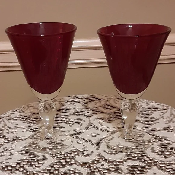 Ruby Red 2 Crystal Goblets
