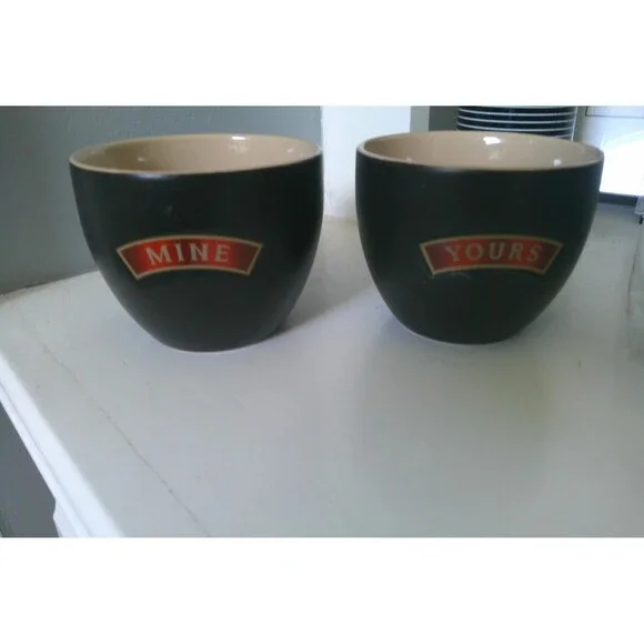 Set of 2 Ceramic Bailey's Irish Cream Cups Labeled  Yours and Mine . Perfect