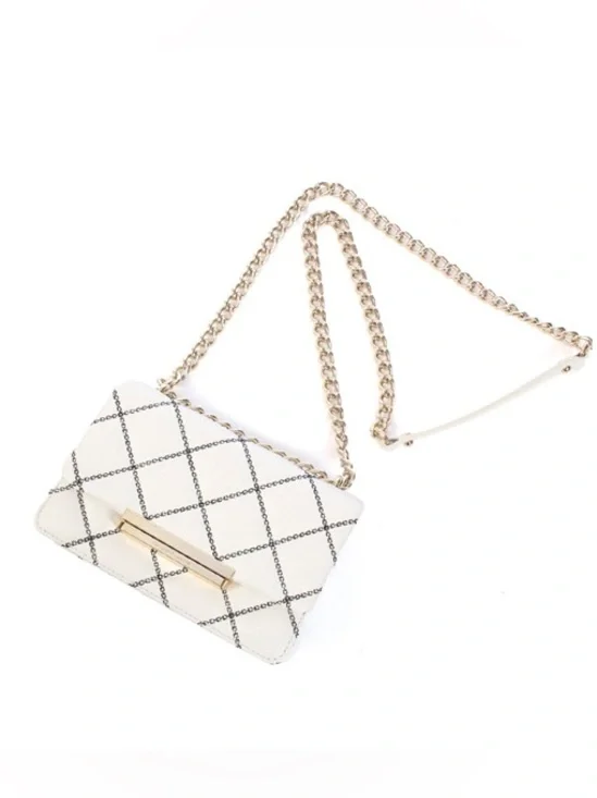 Pre loved-Vintage Kate Spade ♠️ White Quilted Chain Crossbody Bag