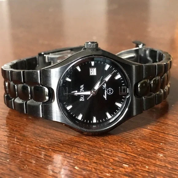 Bulova Marine Star 29mm‎ Black Date Dial Quartz Watch New Battery Works