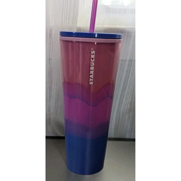 Starbucks Tumbler Summer 2020 Color Wave Pink Purple Blue 24‎ oz Cold Cup