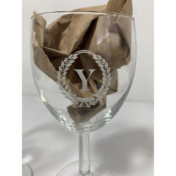 Two‎ Wine Glass Goblets Monogram Y Wedding Glasses Party Barware