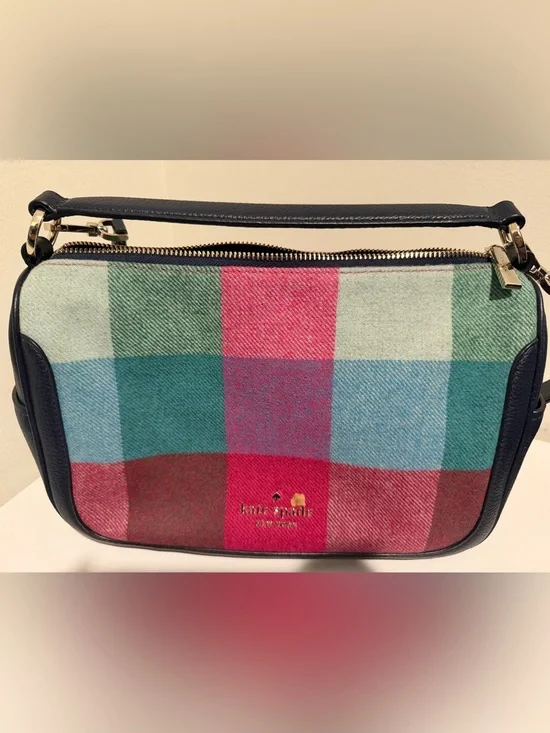 kate spade Multicolor Plaid Crossbody with Gold Logo