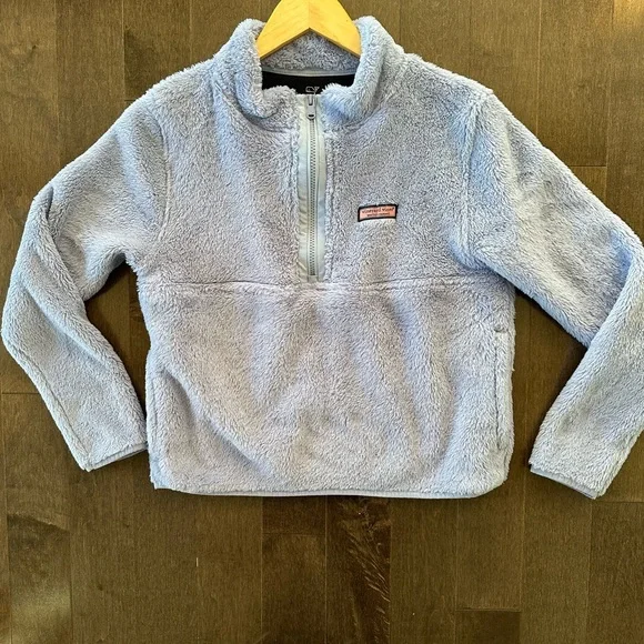 Vineyard Vines Girls Fleece 1/2 Zip Pullover Purple Cold Weather Comfort ‎ XL
