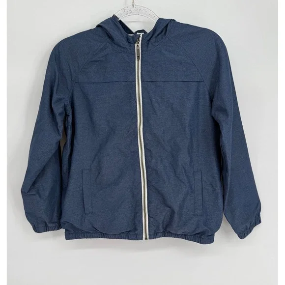 Gymboree Go Outside Boys Blue Heathered Hooded Windbreaker Jacket Sz L 10-12