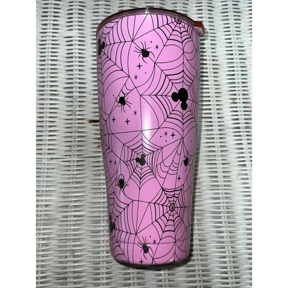 Disney Halloween Pink Mickey Mouse‎ Spiderwebs Stainless Steel Tumbler 2024