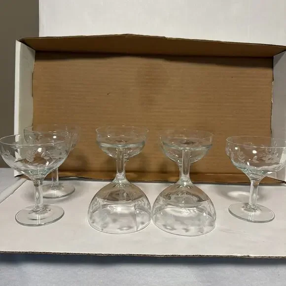 Vintage Princess House - Set of 7- Heritage Stemware Champagne Glasses