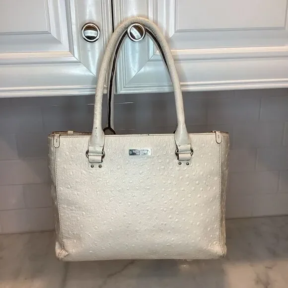 Kate Spade Bag Purse Handbag Leather Wellesley Quinn Ostrich Tote Preloved Bag