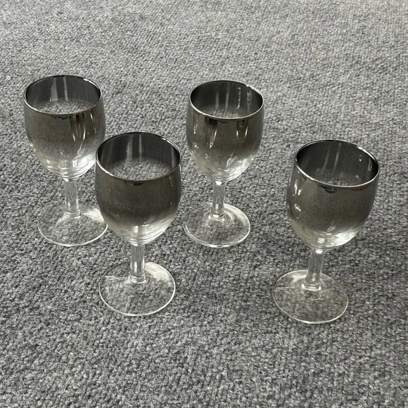 Set of 4 Smoke Ombré Wine Glasses Gray Gradient Vintage Stemware MCM Mid Century