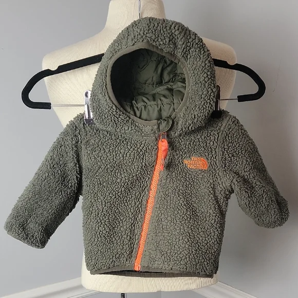 THE NORTH‎ FACE Reversible Full Zip Green Sherpa Camo Hooded Lightweight Jacket