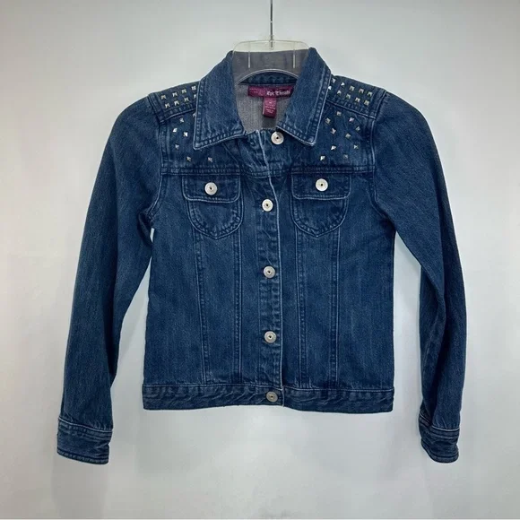 Girl’s Epic Threads Blue Jean Jacket w/studs Size Medium 100% Cotton Denim