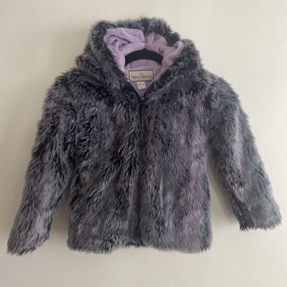 American Widgeon Purple Faux Fur girls winter Coat‎ Jacket size 6 Fuzzy