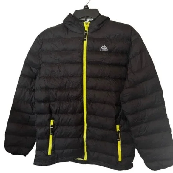 Snozu Kids Hooded Black Jacket Sz L 14 16 Black‎