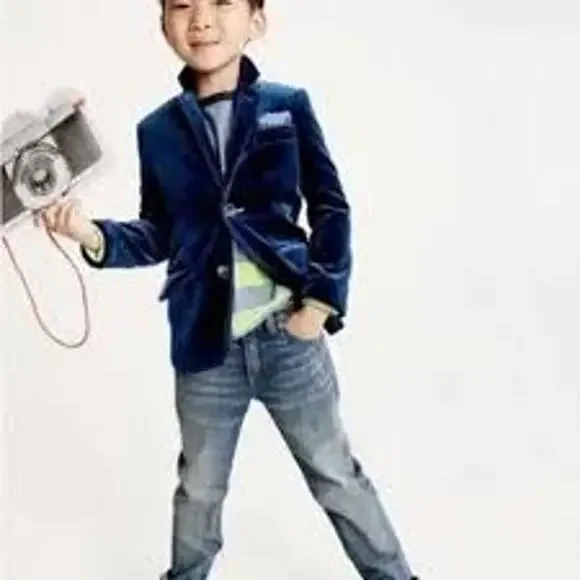 Crewcuts Ludlow Boys Blue Velvet Blazer Jacket Size 3