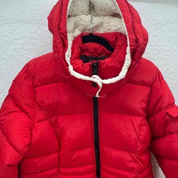 Madden Girl Kids Red‎ Puffer Coat Sherpa Lined Hood Winter Jacket Size M