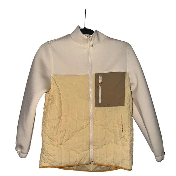 ZARA Girls Quilted Colorblock‎ Jacket Cream Yellow Size 11-12