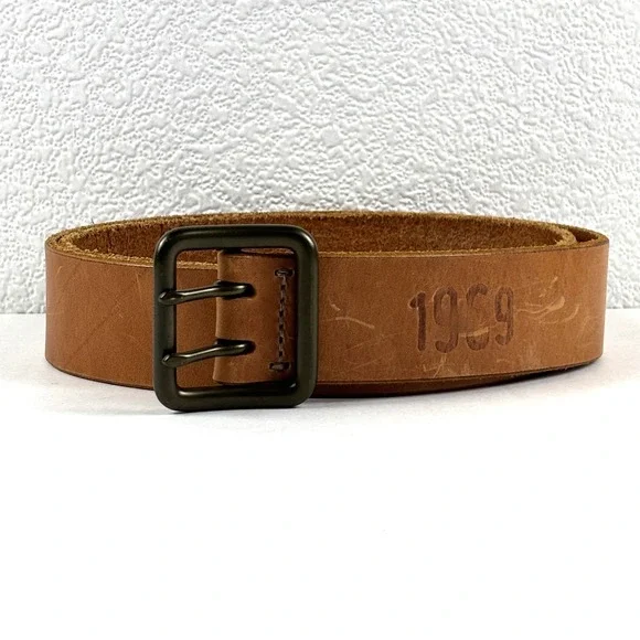 Gap Leather Belt Mens 34 Brown Double Prong 1969‎ Made in USA Rugged Americana