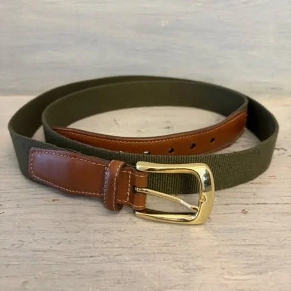 Torino Men's‎ Forest Green Surcingle Belt w/ Brown Leather Trim 52-55