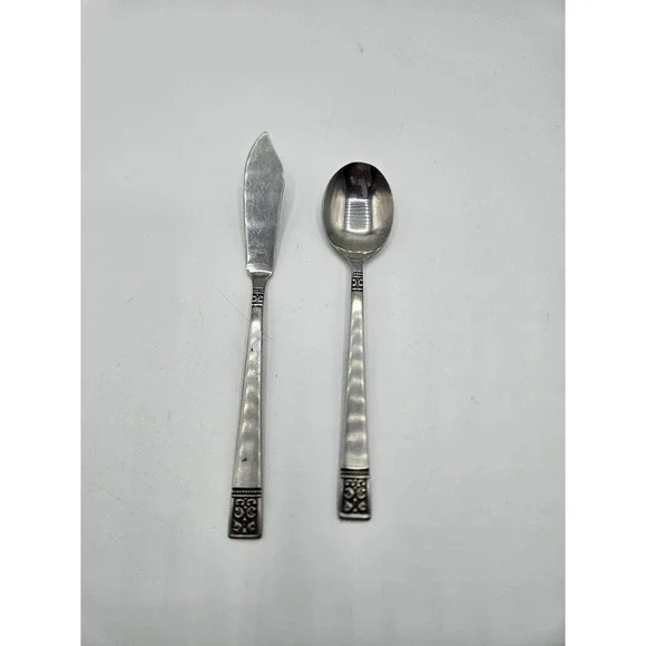 Custom Design CUD1 Jelly Spoon and Butter‎ Spreader Lot of 2 Stainless
