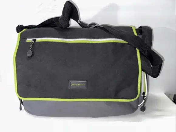Eddie Bauer‎ Bryant Messenger Diaper Bag Green Grey and Black