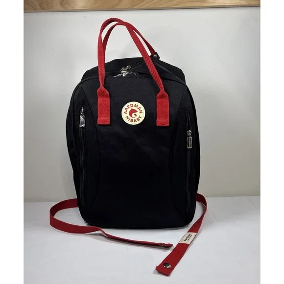 Aardman‎ Hibaby Diaper Lap Top Bag Pockets BackPack Bottle & Wipes Storage Black