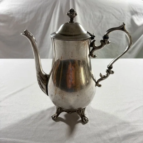 English Silver Mfg Corp Vintage Silver Plate Coffee Pot Footed Tea Server 10.5in