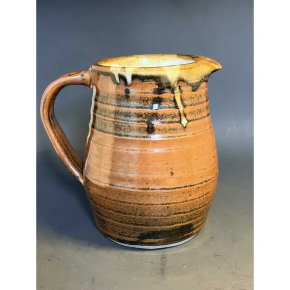 Kimsey Hickman Signed Art Pottery Jug Rustic Studio Stoneware, Vase
