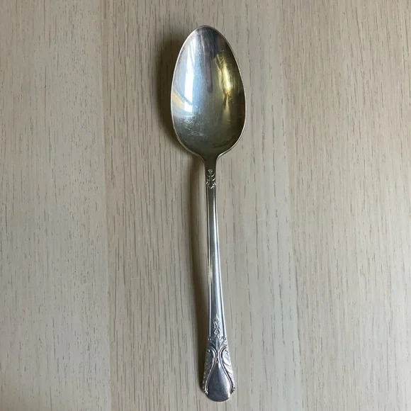 Silver plated serving spoon, Avalon/Cabin pattern by Wm. Rogers Mfg. Co.