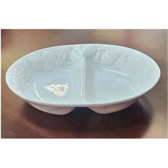 Winsor Browne AN12 Serving Dish‎ Embossed Floral Pattern Oval Made In Italy #8B6