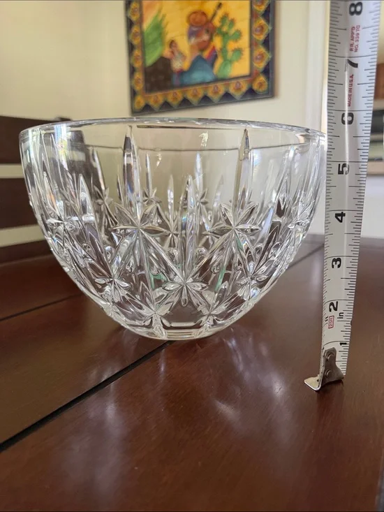 Cut Crystal Pattern Glass Serving Bowl - Clear Kristallglas, Germany 24% lead