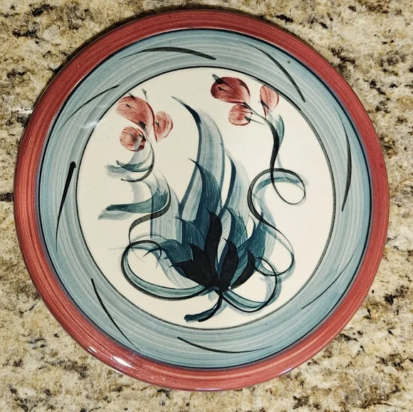 Vintage Gail Pittman Ceramic Grapevine Hand-Painted & Signed 1992 Trivet
