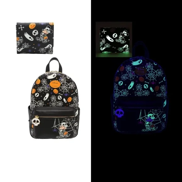 Her‎ Universe Disney Mickey Mouse Halloween Skeleton Glow-In-The-Dark Backpack