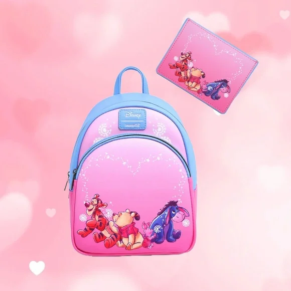Loungefly Disney Winnie‎ The Pooh Dandelion Heart Mini Backpack and Cardholder