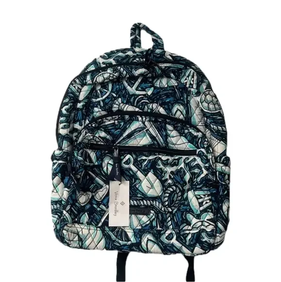 VERA BRADLEY Essential Large Backpack - Shore Enough - Turtle - Nautical -‎ NWT