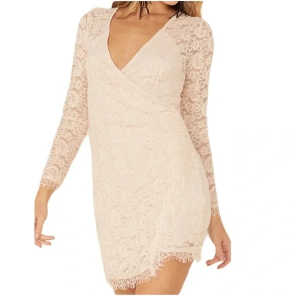 Free People Pearl Lace Long Sleeve Mini Dress‎