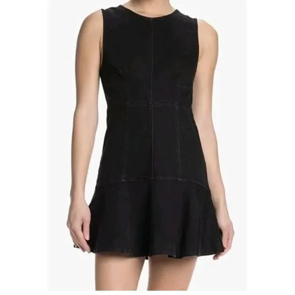 Free People Alex Denim Mini Dress Black Size 4